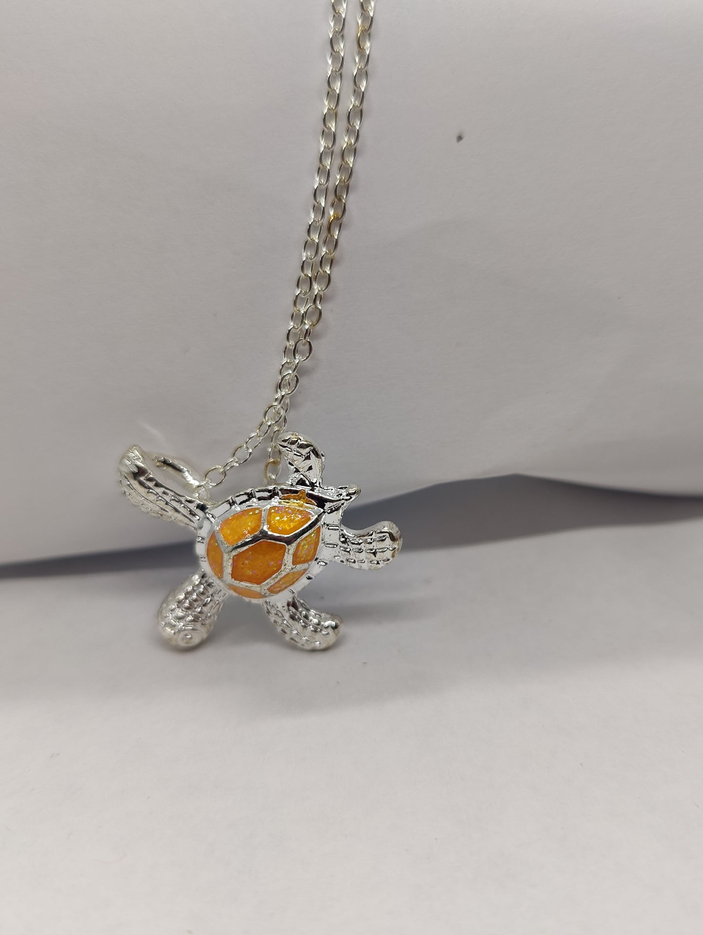 Turtle necklace with Blue and silver colors
