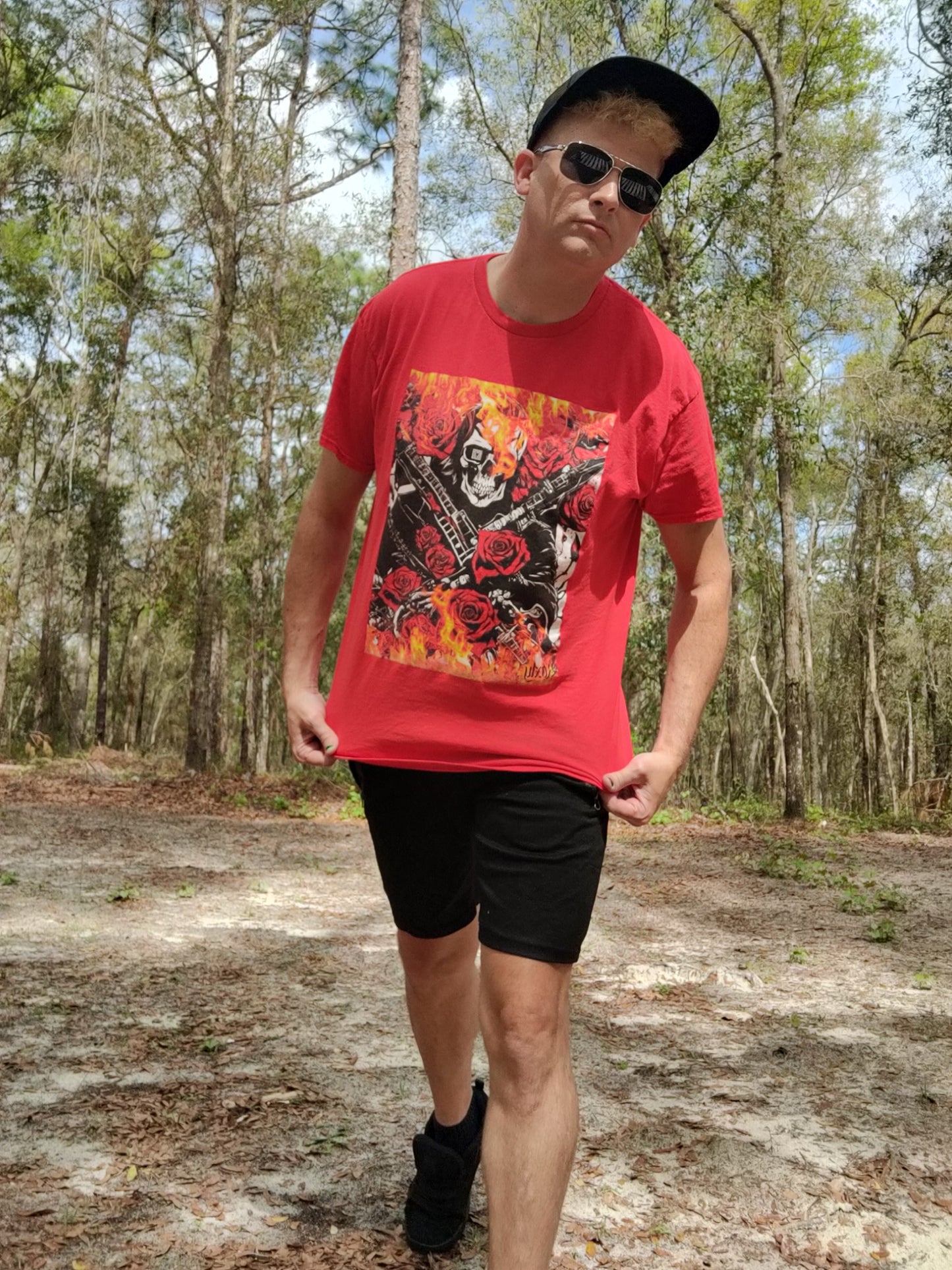 Men's "Flaming Skull" T-shirt Cotton Graphic