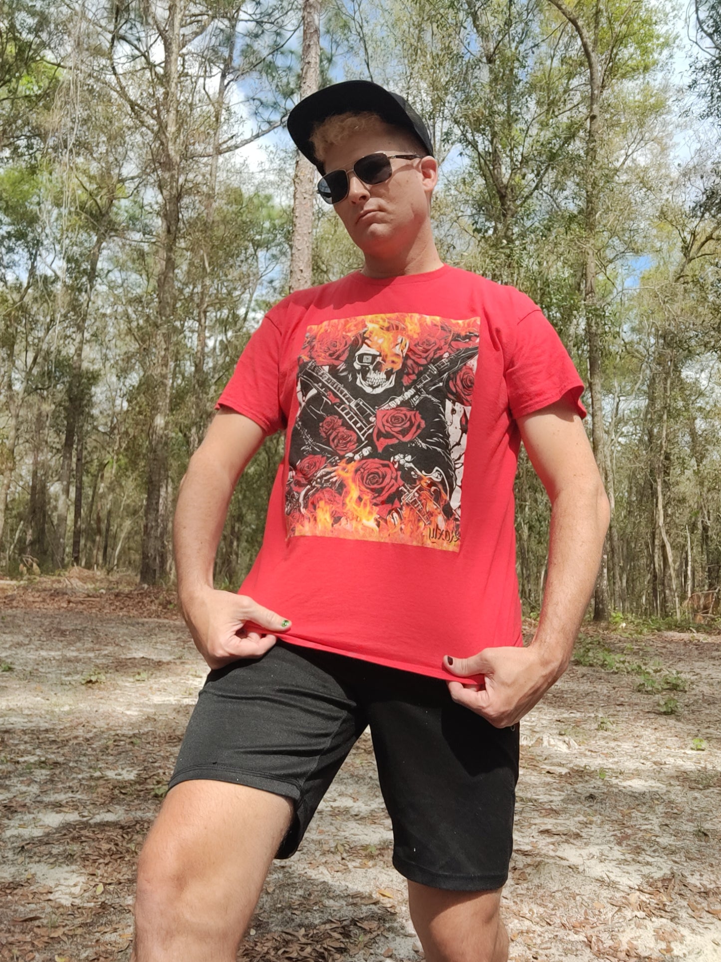 Men's "Flaming Skull" T-shirt Cotton Graphic