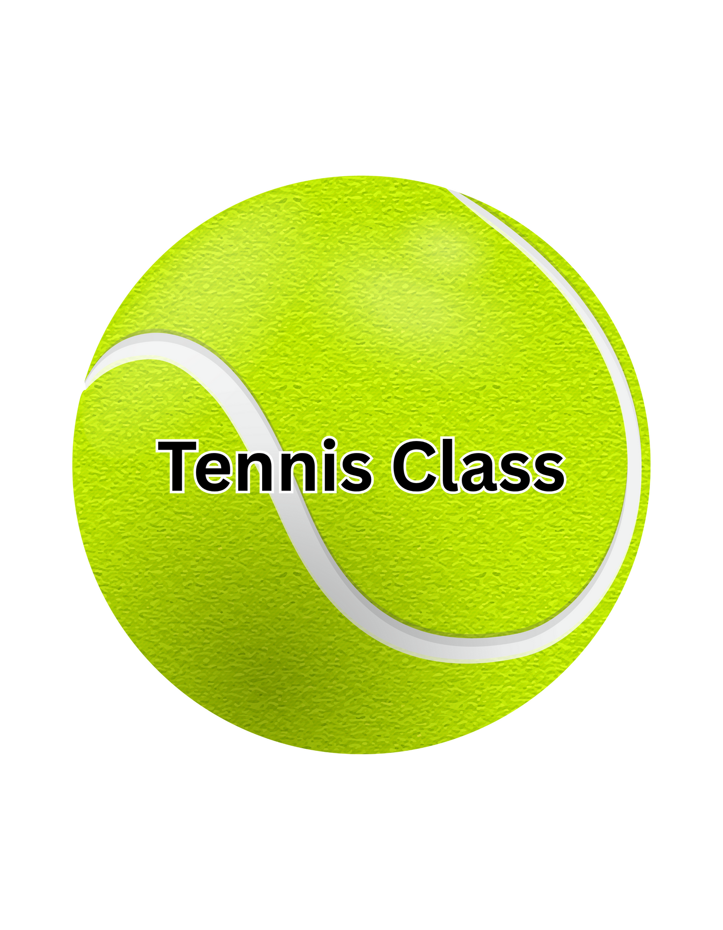 Picture of a Tennis ball with Tennis Class written in the middle.