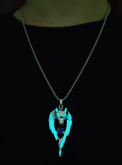 Men's Glow in the Dark Wolf Necklace