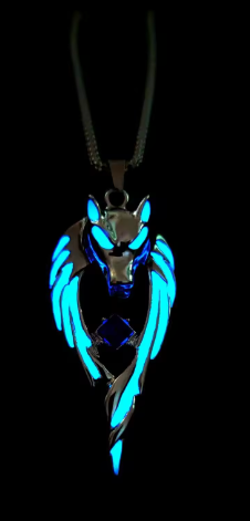 Men's Glow in the Dark Wolf Necklace