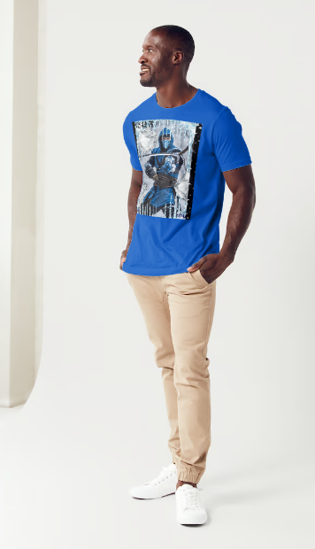 "Unleash your inner warrior with our "Blue Assassin" t-shirt! Made with cool cotton and a regular fit, this blue ninja design is sure to make a statement. Embrace the power of ice and conquer your day in style. Available in a bold blue color, this shirt is perfect for those who love taking risks and standing out from the crowd!" This is part of the Mike Roxly Collection.