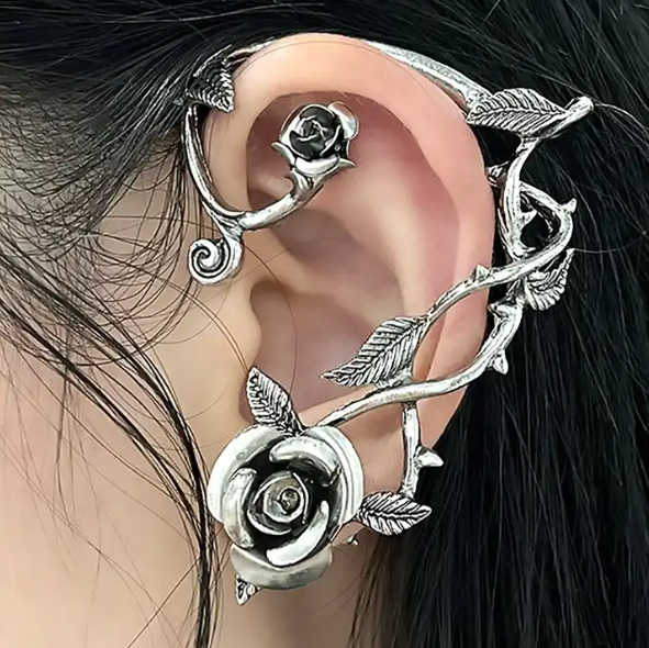 Women's Earrings Gothic Punk Rose wrap around