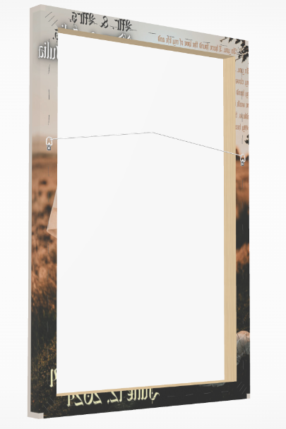 This is a photo showing the back side of a stretched canvas that was made from an enlarged visually enhanced photo that roxlypersona.com provides as a service.