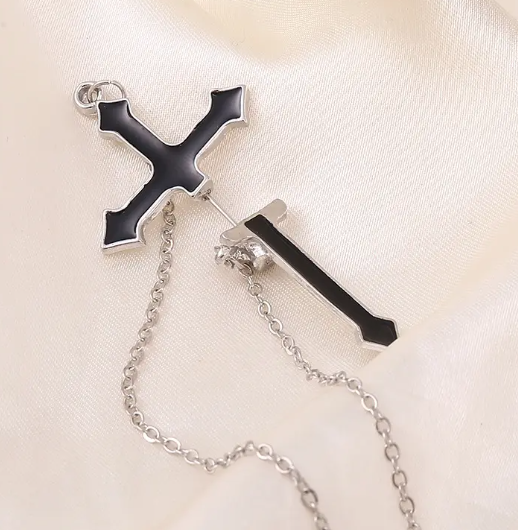 Black Cross Dangle Drop Earring (only 1 not a pair)