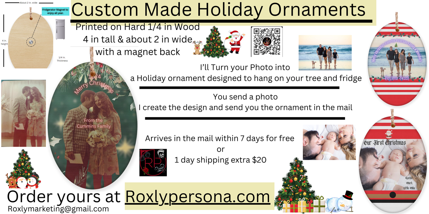 Custom Made Wooden Ornament with magnet from your photo