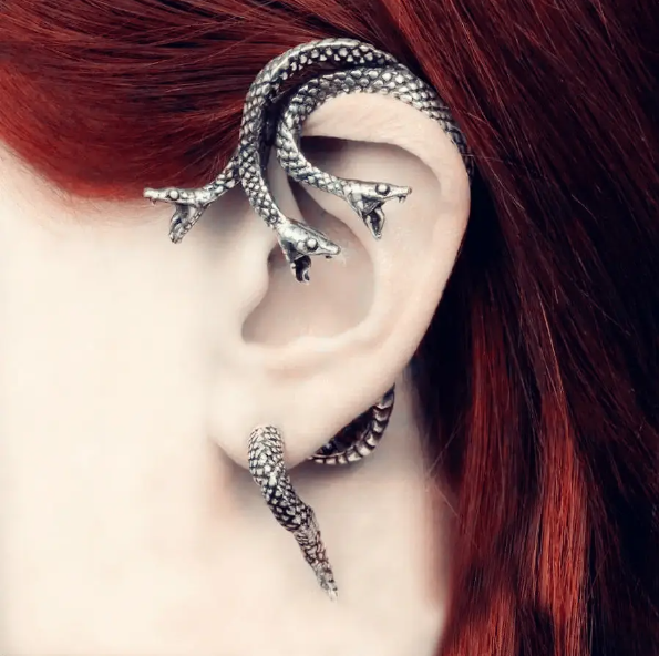 Women's Earrings 3 headed viper wrap around ear