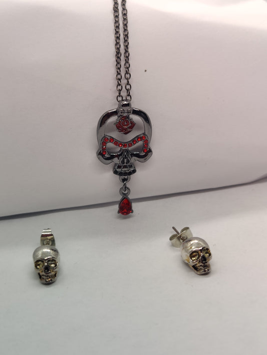 Skull Necklace and Earrings set