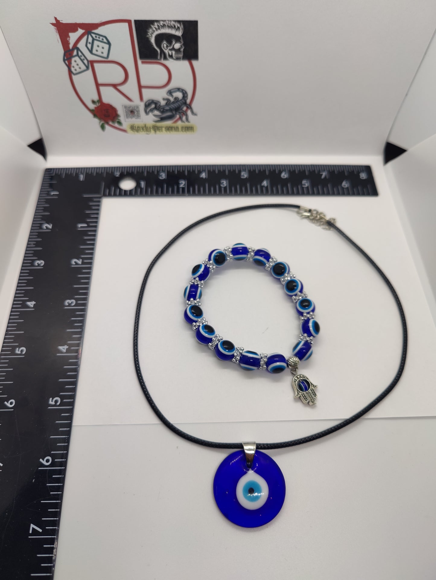 Nazar - evil 🧿 eye protection Necklace and Bracelet set with leather strap